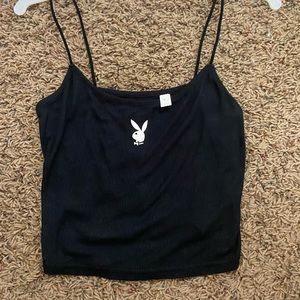 black playboy bunny crop top